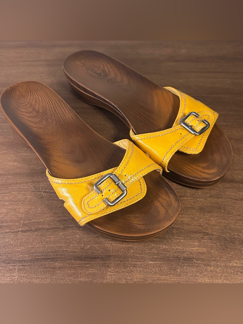 Dr Scholls Advanced Sandals Slides Comfort Yellow Buckle Women’s Size 9